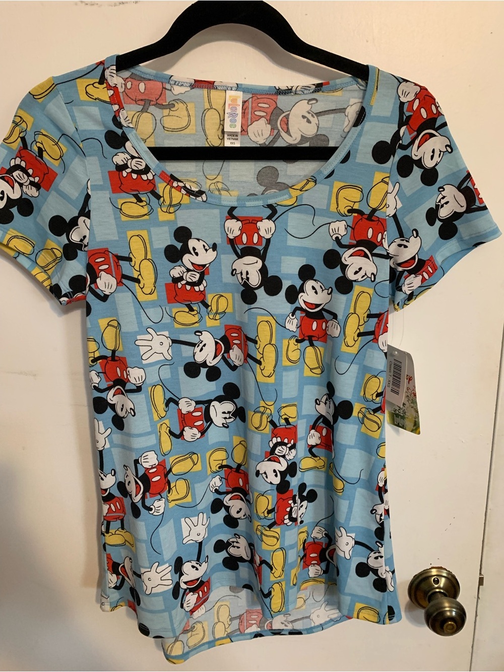 LuLaRoe Light Blue Mickey Mouse Short Sleeve Tee